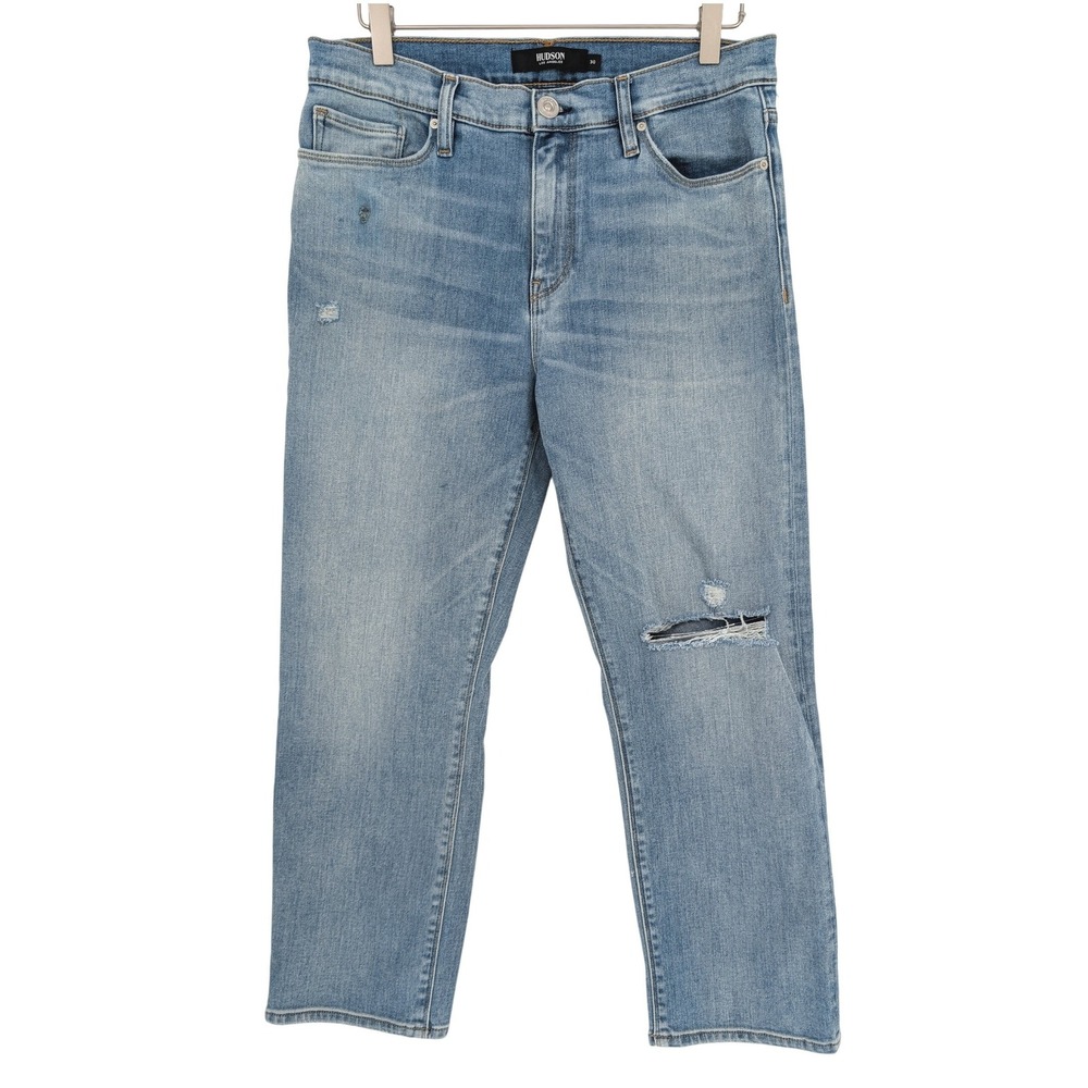 Hudson Nico Straight Jeans Womens 30 Blue Distressed‎ Mid Rise Denim Boho Chic